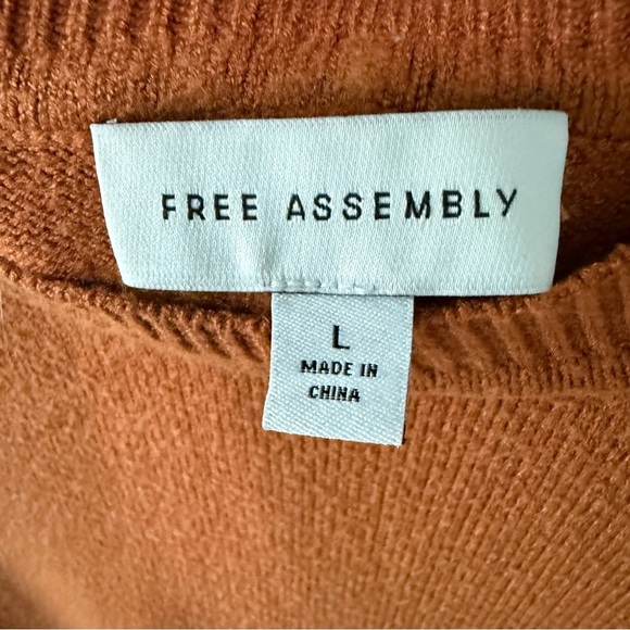 Free Assembly Womens Pullover Top Orange Long Sleeve Crew Neck Knit Size Large - Picture 3 of 5